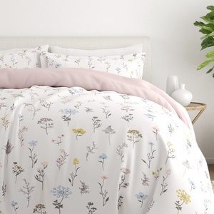 Reversible Duvet Cover Set - 3 Piece bedding Set | Wildflower Patterned | Versatile Sizes Available