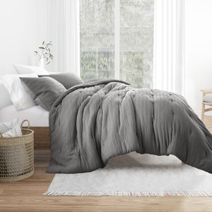 Waffle Textured 3 Piece Comforter Set - All Season Down-Alternative Ultra Soft Bedding | 7 Colors | Great home warming gift