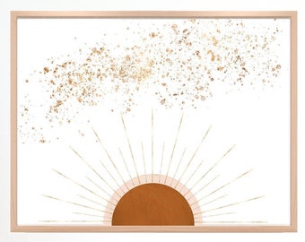 DIGITAL PRINTABLE "Sun" Mid-Century Modern Trendy Art Watercolor Abstract, Southwestern Trendy Art Boho Instant Download