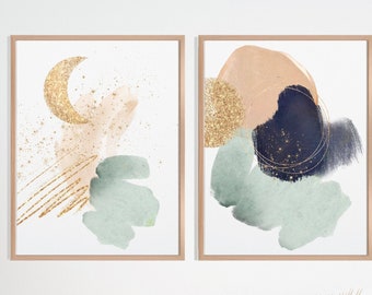 DIGITAL PRINTABLE "Promise Land" Set of 2 Watercolor Abstract Mid-Century Modern Minimalist Southwestern Trendy Art Boho Instant Download