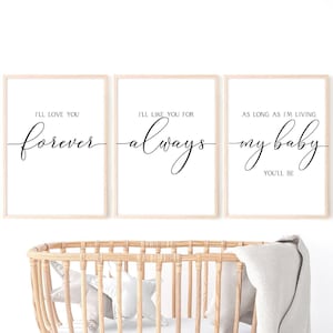 MAILED PRINT &quot;I&#39;ll Love You Forever, I&#39;ll Like You For Always, As Long As I&#39;m Living, My Baby You&#39;ll Be&quot; Nursery Room Decor, Gift for Mom