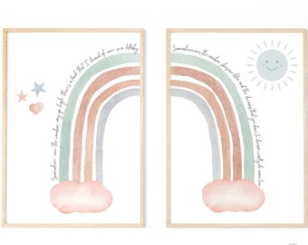 DIGITAL DOWNLOAD "Somewhere Over the Rainbow" Watercolor Art, Nursery Kids Room Wall decor