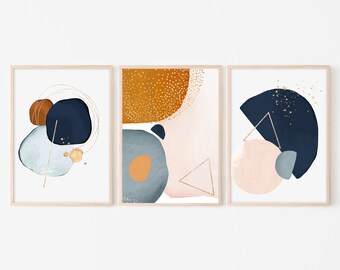 DIGITAL PRINTABLE Set of 3 Modern Abstract Trendy Art Mid-Century Modern Watercolor, Southwestern Minimalist Boho Instant Download