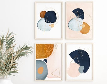 DIGITAL PRINTABLE Set of 9 Mid-Century Modern Watercolor Abstract Trendy Art Minimalist, Southwestern Boho Instant Download