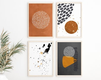 DIGITAL PRINTABLE Set of 4 Mid-Century Modern Abstract Southwestern Watercolor Minimalist Boho Trendy Art Instant Download
