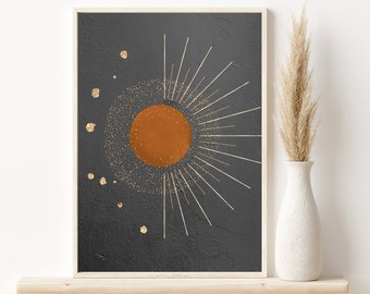 DIGITAL PRINTABLE "Sun" in Black Mid-Century Modern Watercolor Abstract Southwestern Minimalist Scandinavian Trendy Art Boho nstant Download