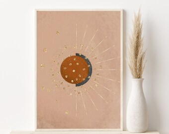 DIGITAL PRINTABLE "Sun" in Blush Gold Terracotta Mid-Century Modern Art Watercolor Abstract, Southwestern Trendy Boho Instant Download