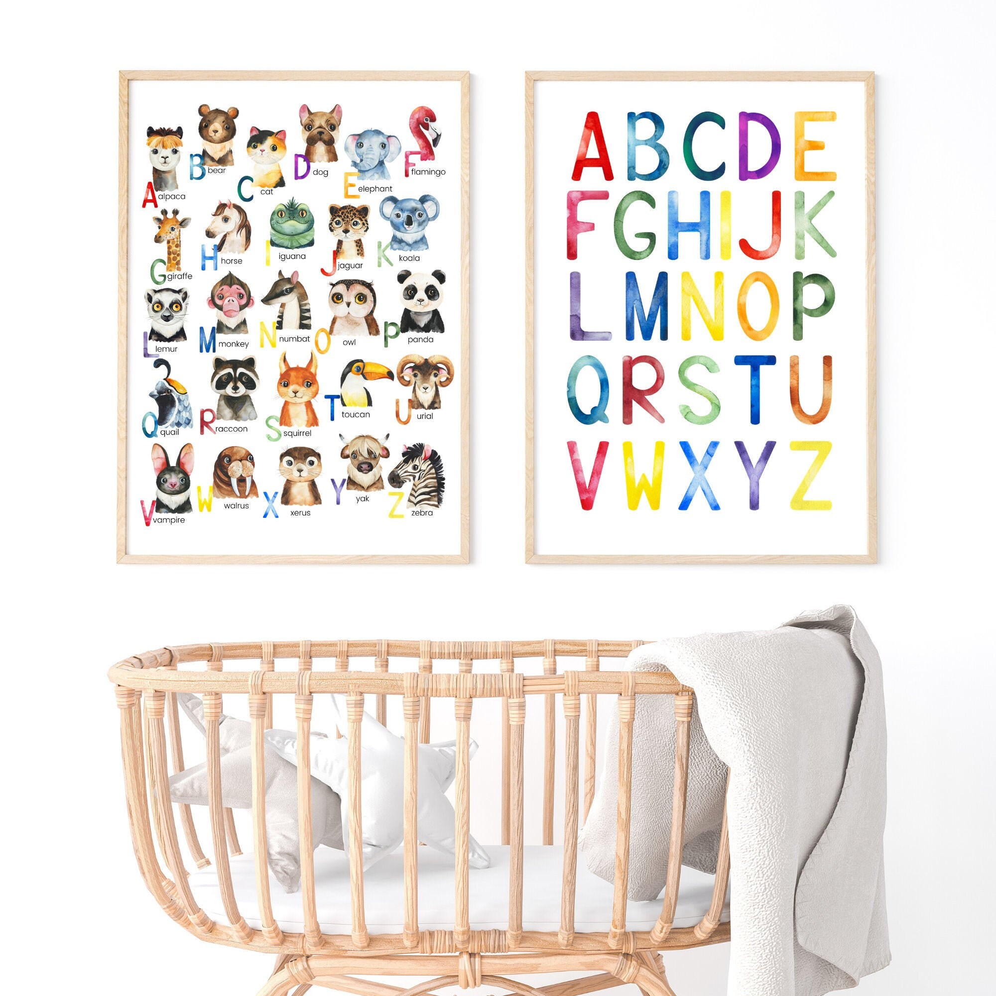 Printable Alphabet Poster With Woodland Animals for Nursery Wall Art or ...
