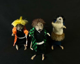 Rat slayer - Demon slayer inspired Taxidermy rats