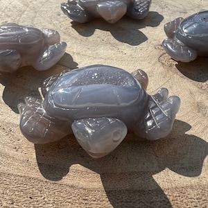 Handsnidade Druzy Agate Crystal Turtles ca. 5-10 cm från Brasilien ; Handgem. Achat Kristall Schildkröten mit Drusen ca. 5-10 cm från Brasilien