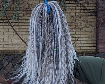 Synthetic wavy dreads Extensions dreads Ash blonde dreadlocks Viking set dreads Сurly blonde dreads Natural curly dreadlocks Ombre curly