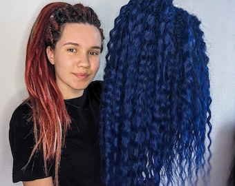 Curly dreads Wavy dread extension Dark blue dreadlocks Synthetic dreads crochet Curly soft dreads Double ended dreads Full set curly dreads