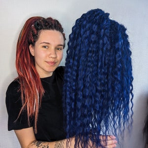 Curly dreads Wavy dread extension Dark blue dreadlocks Synthetic dreads crochet Curly soft dreads Double ended dreads Full set curly dreads