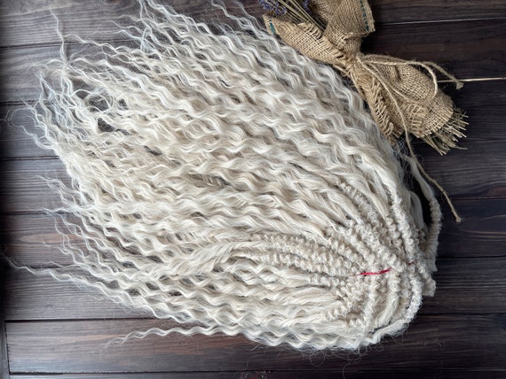 Curly blonde dreads | Wavy dreadlock extensions White crochet dreadlocks Boho de dreads Cool blonde dreadlocks Double ended dreads DE curly