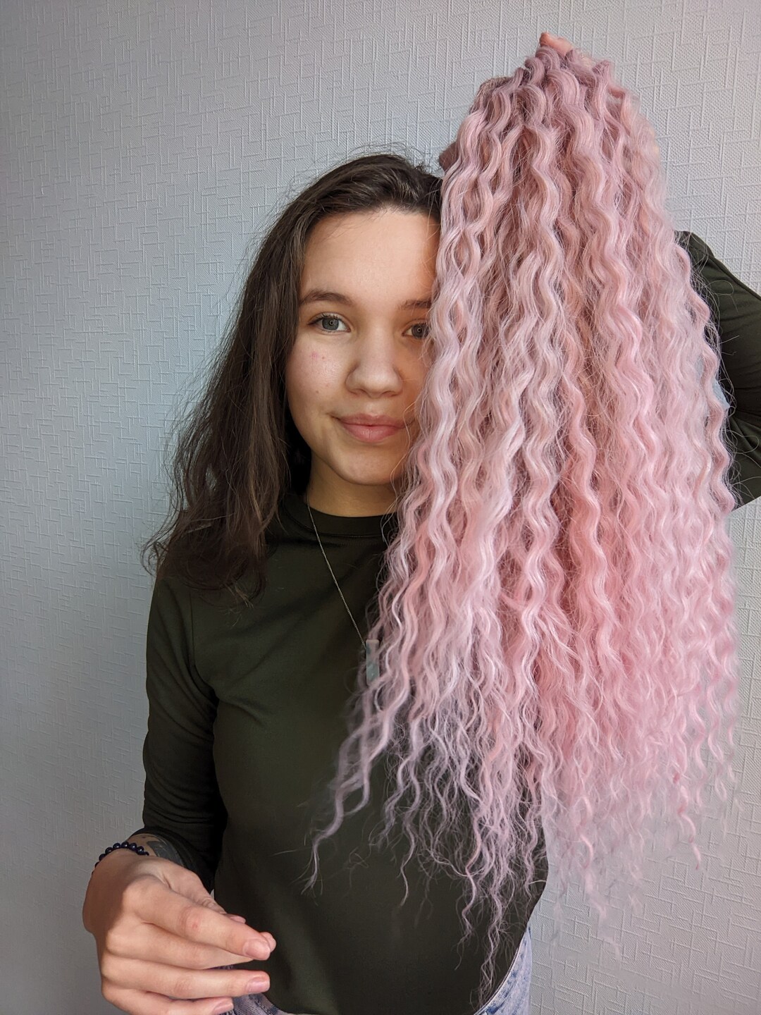 Synthetic Crochet Dreads Extensions Blond With Pink Dreadlocks Pink