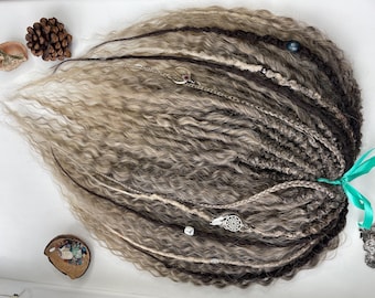 Сurly brown dreadlocks | Synthetic crochet dreads extensions | Brown and blonde dread |  Natural wavy dread Wavy ombre DE Curly Push up curl