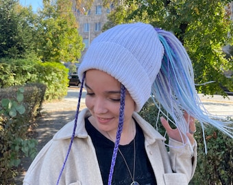 Handmade Wool Dreadlocks Hat: Knit Tube Headband, Winter Dreads Accessory