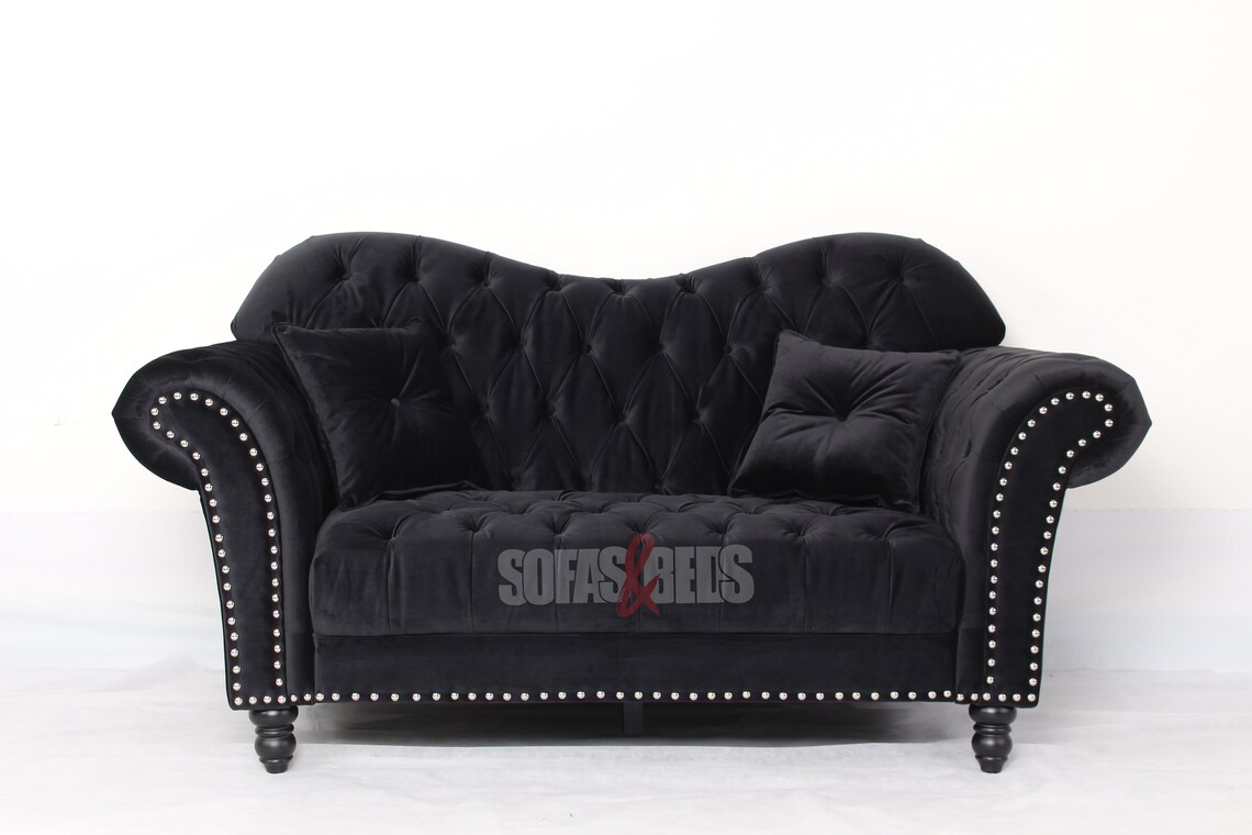 black velvet chesterfield sofa bed