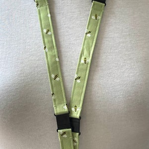 Green Bee Safety Breakaway Lanyard: Fabric ID Badge Holder