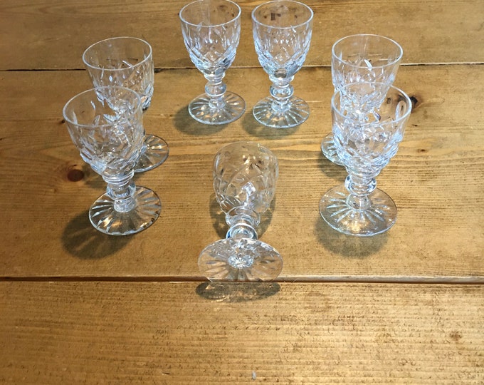 Set of Seven Cut Glass Liqueur Glasses Etsy