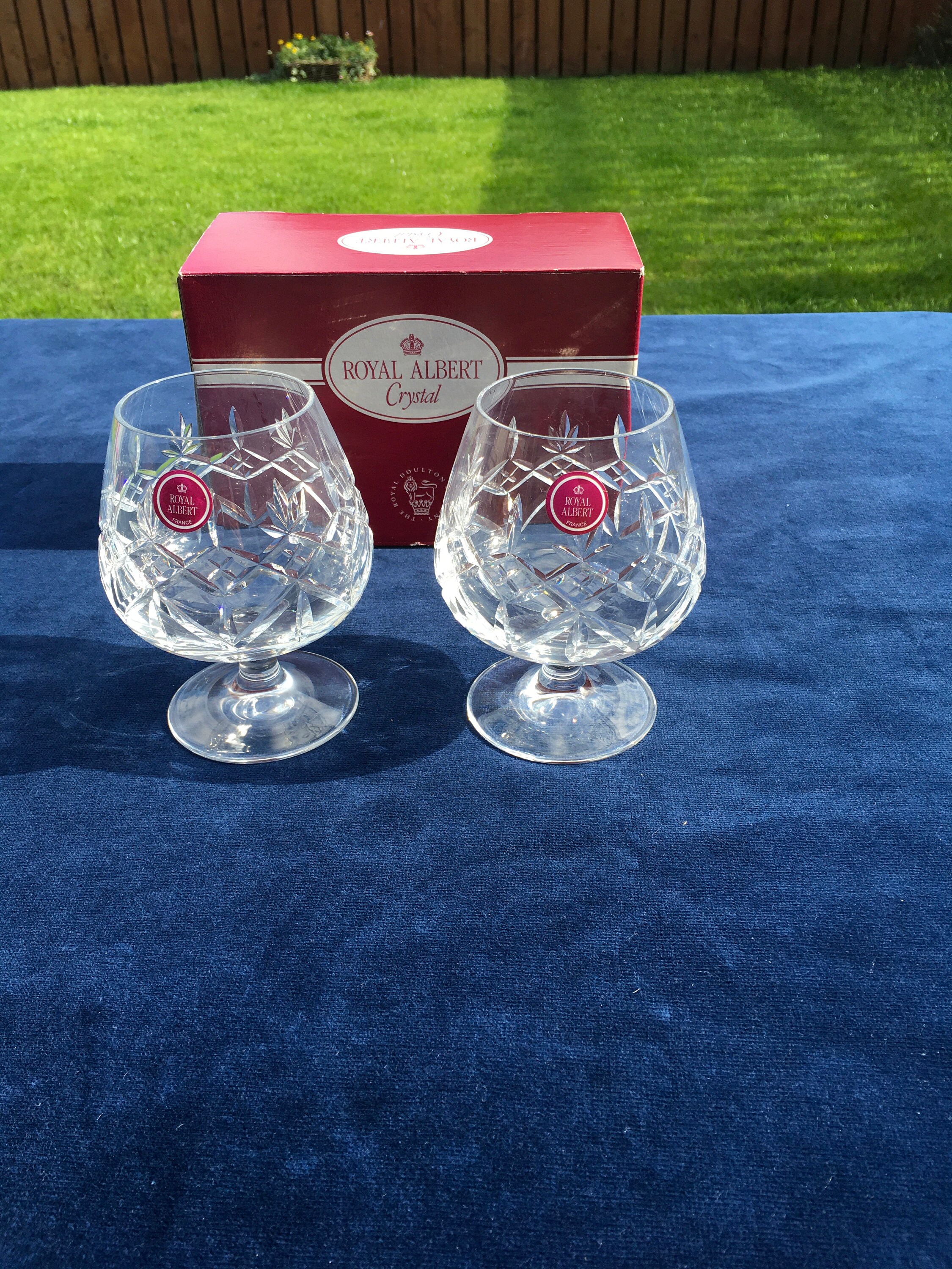 3 pairs avail. Cognac Glasses Boxed 2 x ROYAL ALBERT Crystal MALVERN Brandy 