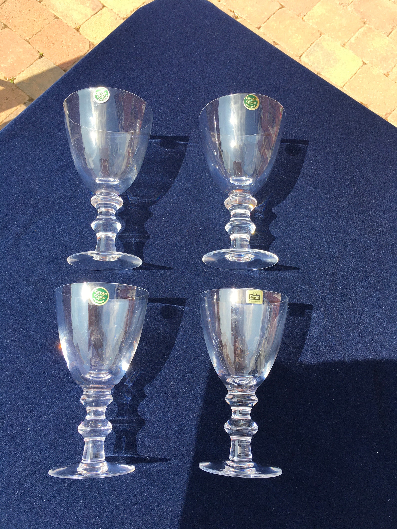 Four Cavan Crystal Ireland Large Wine Glasses Etsy