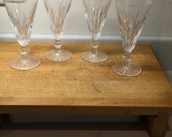 Cuatro copas de champán de cristal de Waterford con diseño de Eileen