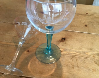 Stemmed Bombay Sapphire Gin Glass and Cocktail Glass