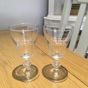 Two Tullamore Dew Irish Whiskey Stemmed Glasses