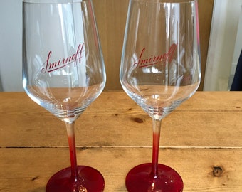 Two Collectable Smirnoff Stemmed Glasses