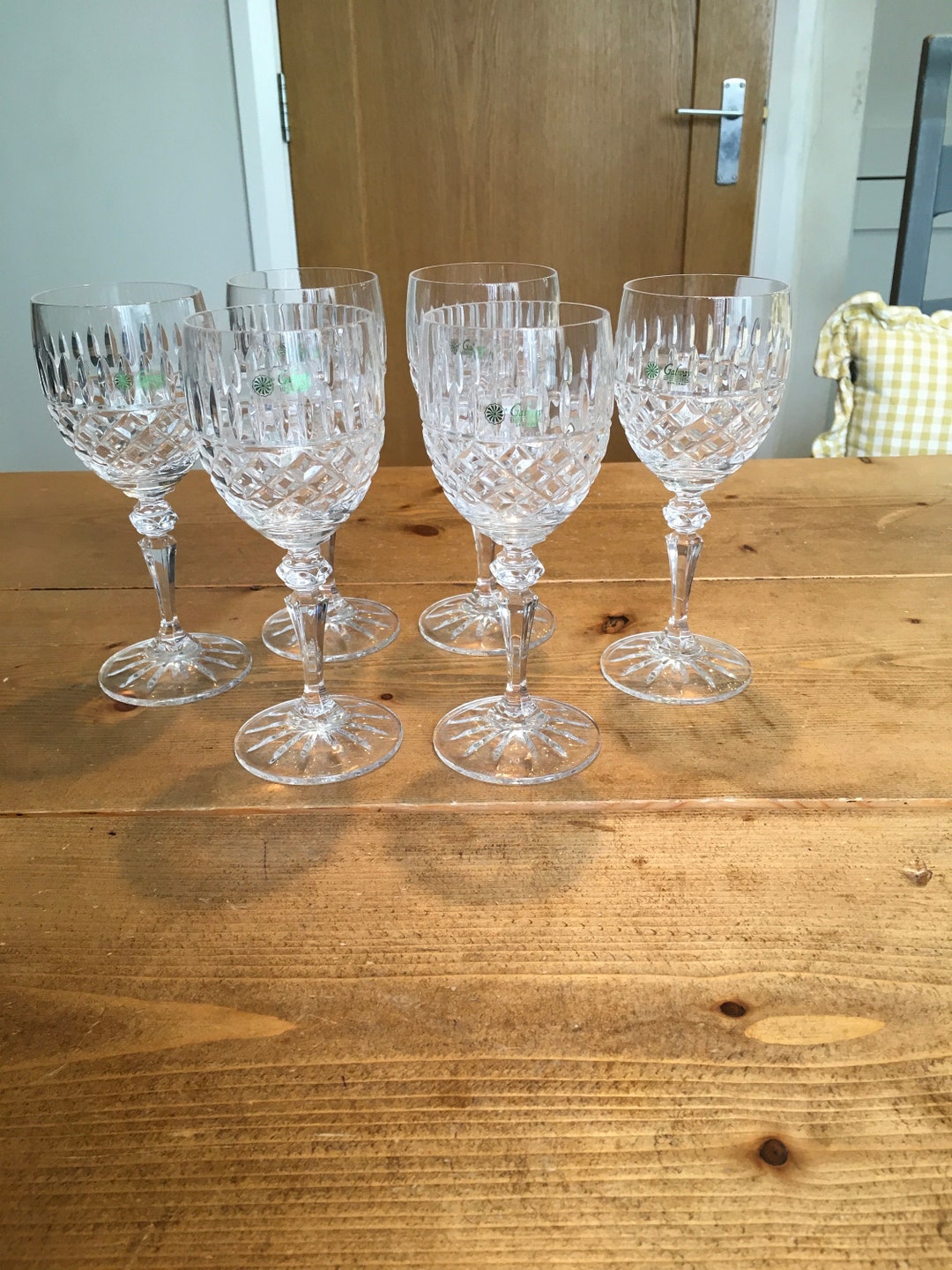 Set of Six Galway Crystal Wine Glasses in Rathmore Pattern Etsy