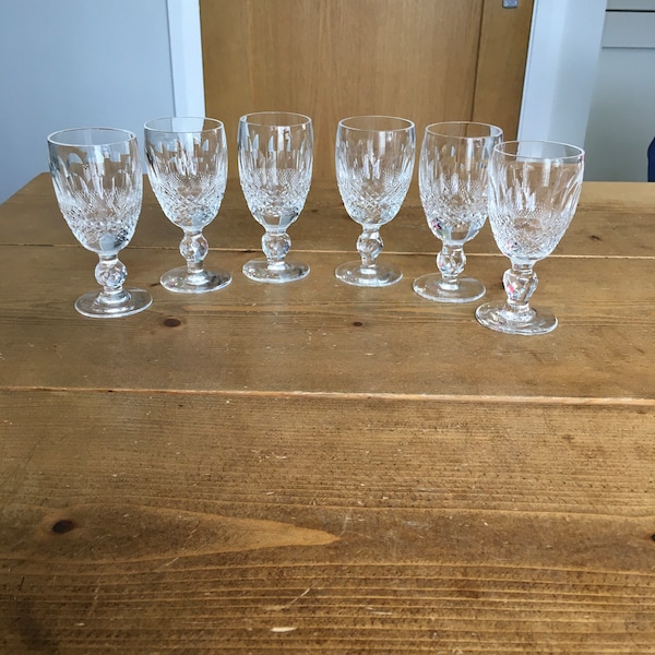 Six Waterford Crystal Sherry Glasses in Colleen Pattern