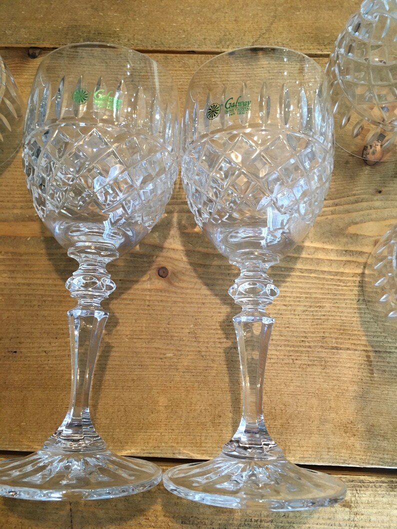 Set of Six Galway Crystal Wine Glasses in Rathmore Pattern Etsy