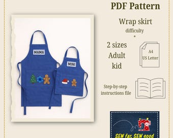 Adult & Kids Apron PDF Sewing Pattern | Matching Mama + Mini Apron | Easy Wrap Apron | A4 and US Letter | Beginner Friendly