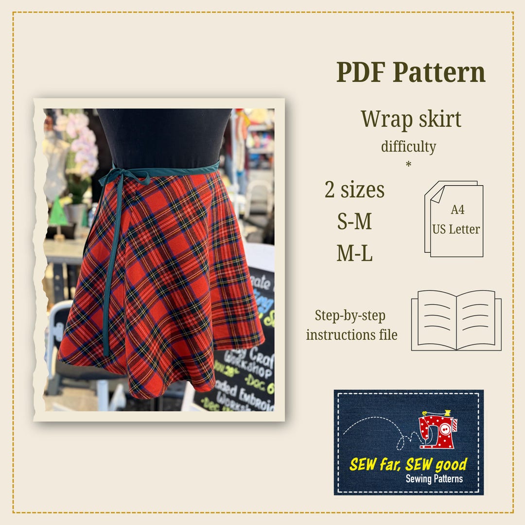 Wrap Skirt Sewing Pattern PDF | Easy Wrap Skirt Pattern | A-line Skirt ...