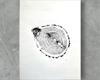 Tree Ring Art Print: Hand Printed Nature Wall Decor