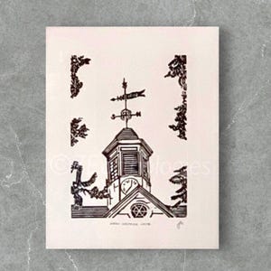 The Wren Weather Vane Lino print | William & Mary art | Wren building | hand printed | linocut print |