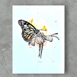 Monarch Butterfly Lino print |  Butterfly art | Nature art | hand printed | linocut print | lino block print | art print