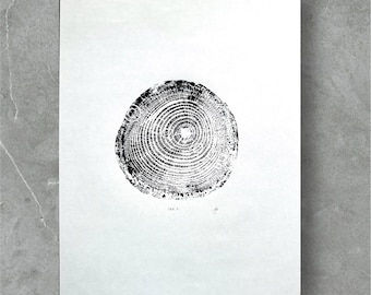 Tree Ring Art Print: Hand Printed Nature Wall Decor