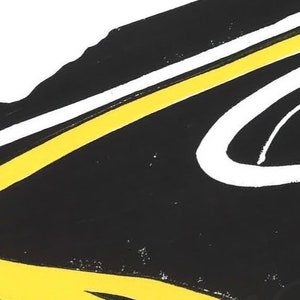 The Road Lino Print Black And Yellow Print Industrial Art Travel