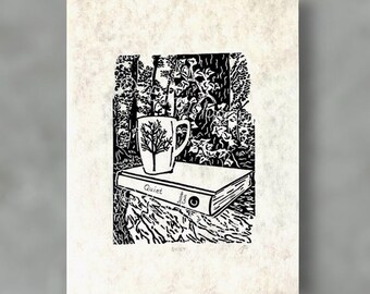 Quiet Tree Art: Hand Printed Lino Print