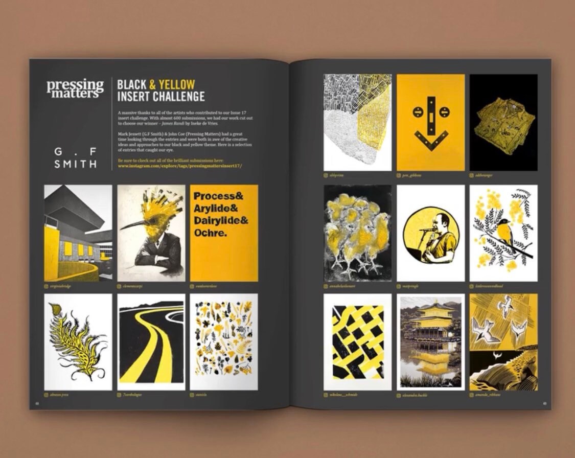 The Road Lino Print Black And Yellow Print Industrial Art Travel