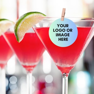 Personalised Edible Drink Toppers Logo or Image Cocktail & Cupcake