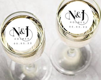 Personalised Edible Wafer Cocktail & Cupcake Toppers – Custom Initials, Text – Wedding, Birthday, Hen Party, Event Decorations