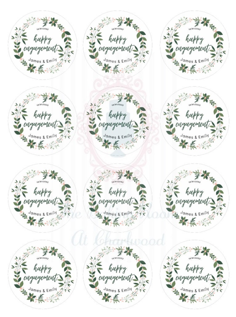Personalised Premium Edible Wafer Cocktail Drink Beverage Toppers Pre Cut  Wedding Engagement 