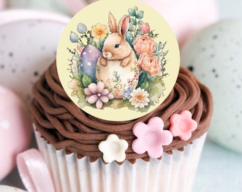 Easter cupcake toppers | edible wafer toppers for cakes | cute rabbit chicks lamb