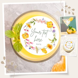 Personalised Wildflower Cocktail Toppers: Edible Wafer, Pre-Cut