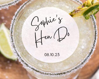 Personalised Hen Do Cocktail Toppers / Birthday Drink Wafers / Custom Name & Date Party Decorations / Edible Drink Toppers / Price per Pack