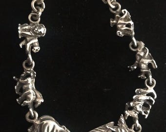 Sterling Bracelet, Noah's Ark Link Bracelet, Bracelet
