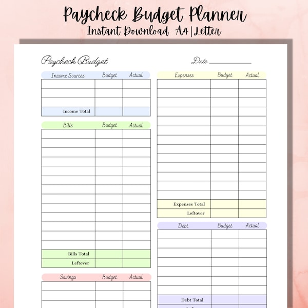 Budget Planner Printable Etsy